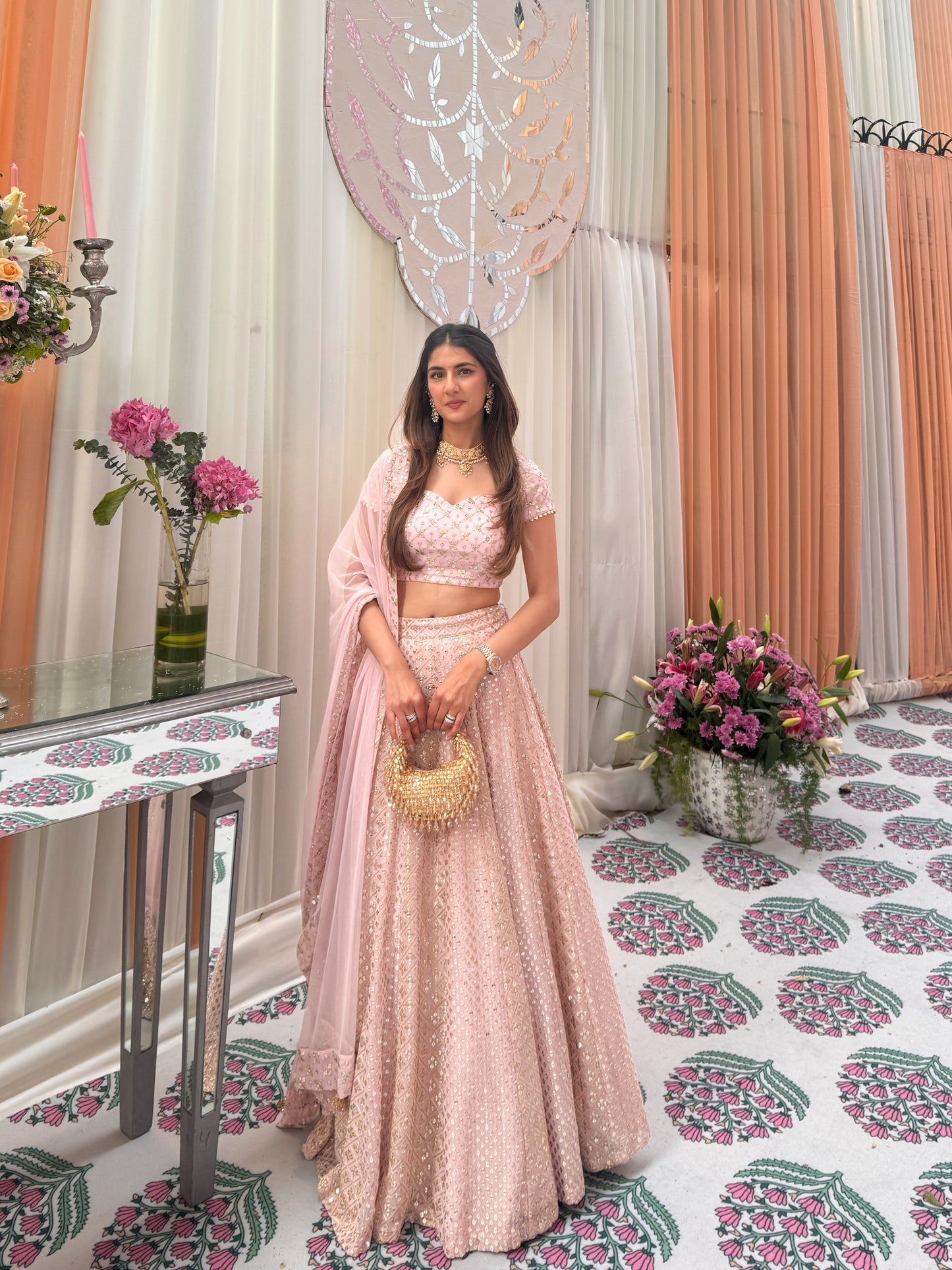 MEHER TALUJA IN PINK ZARI & SEQUIN LEHENGA SET