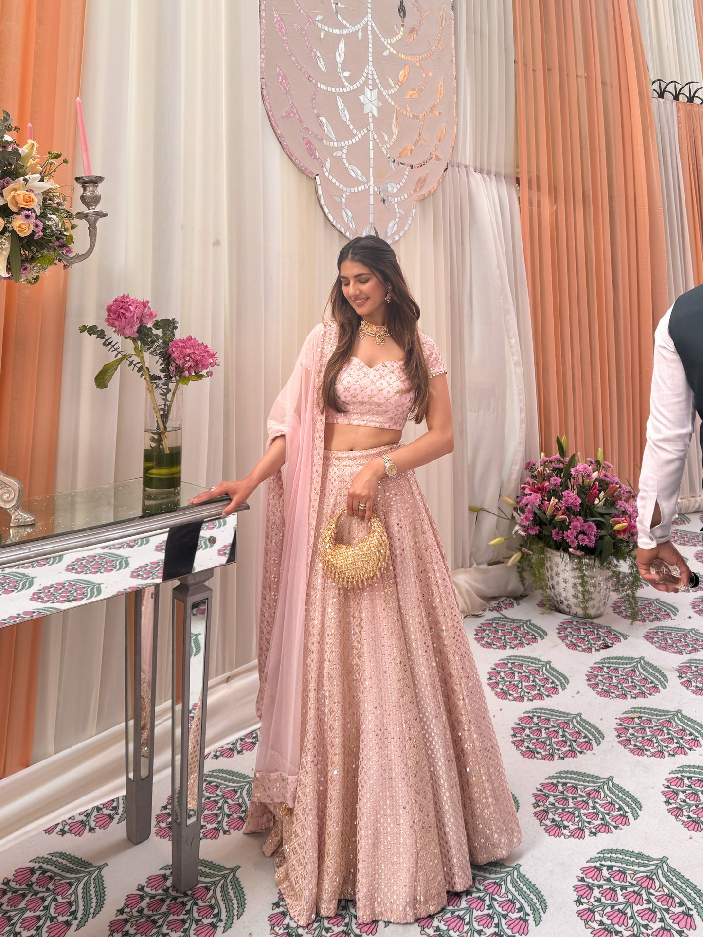 MEHER TALUJA IN PINK ZARI & SEQUIN LEHENGA SET