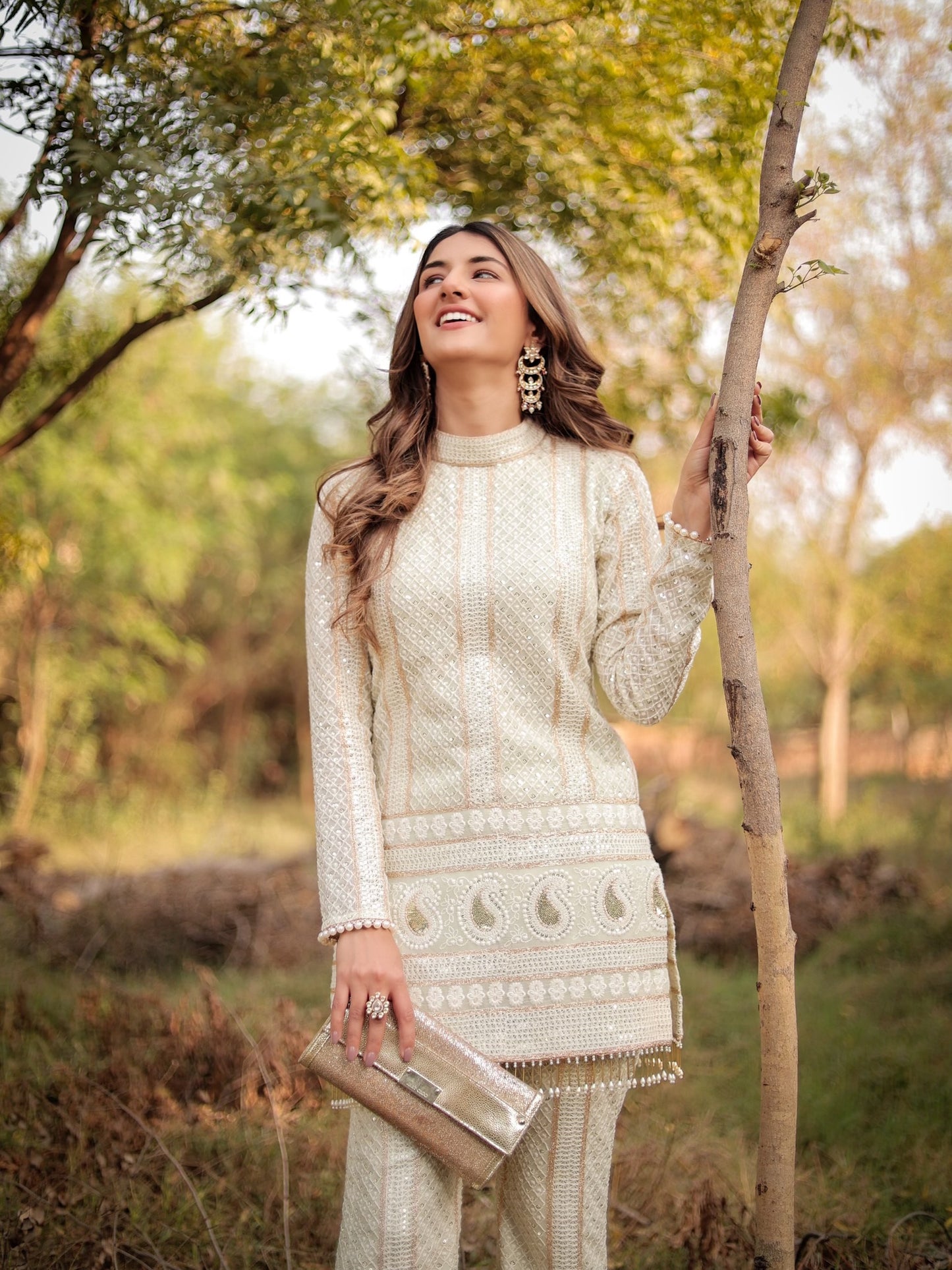 MEHER TALUJA IN MINT GREEN CHIKANKARI COORD SET