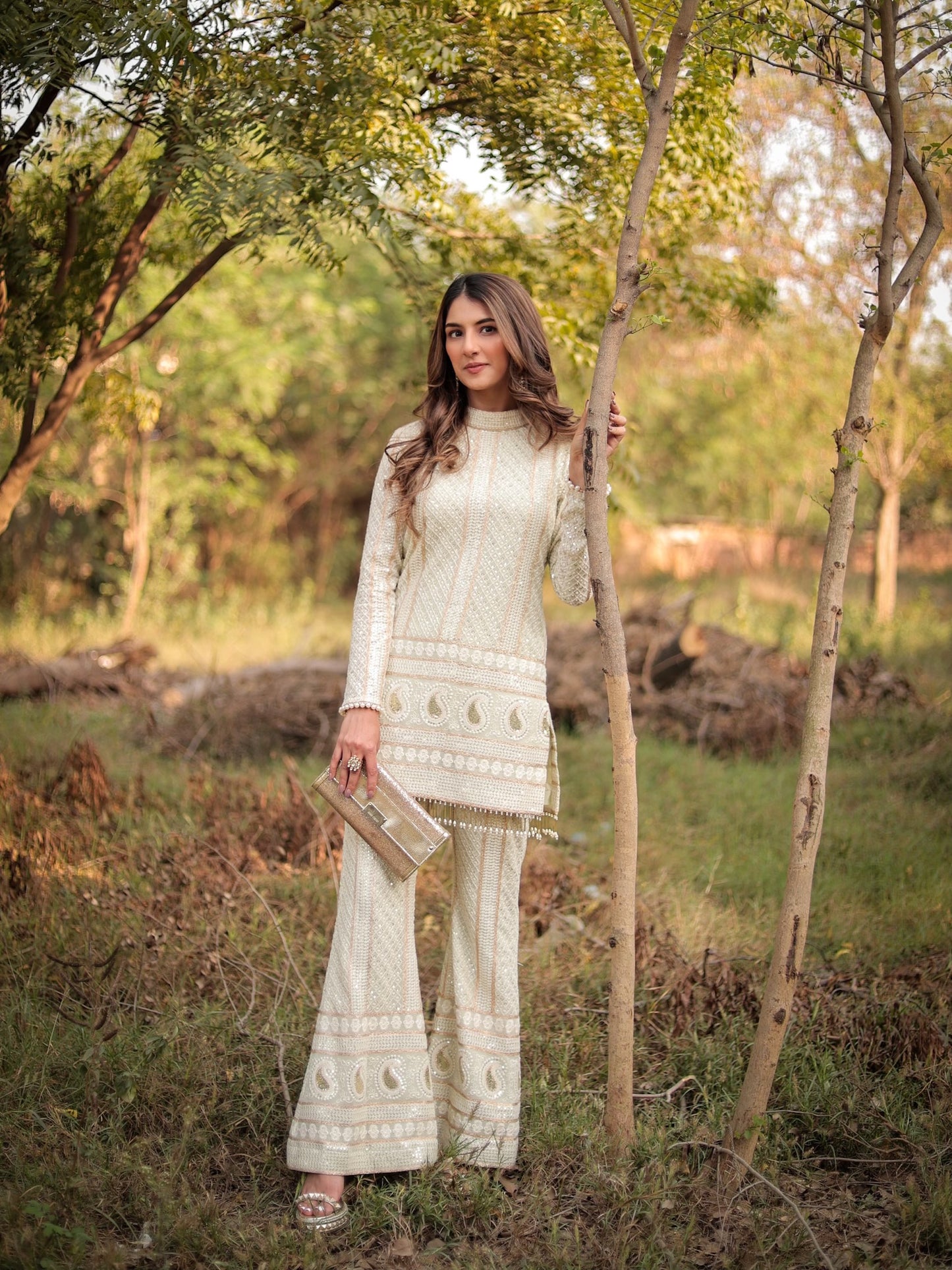 MEHER TALUJA IN MINT GREEN CHIKANKARI COORD SET