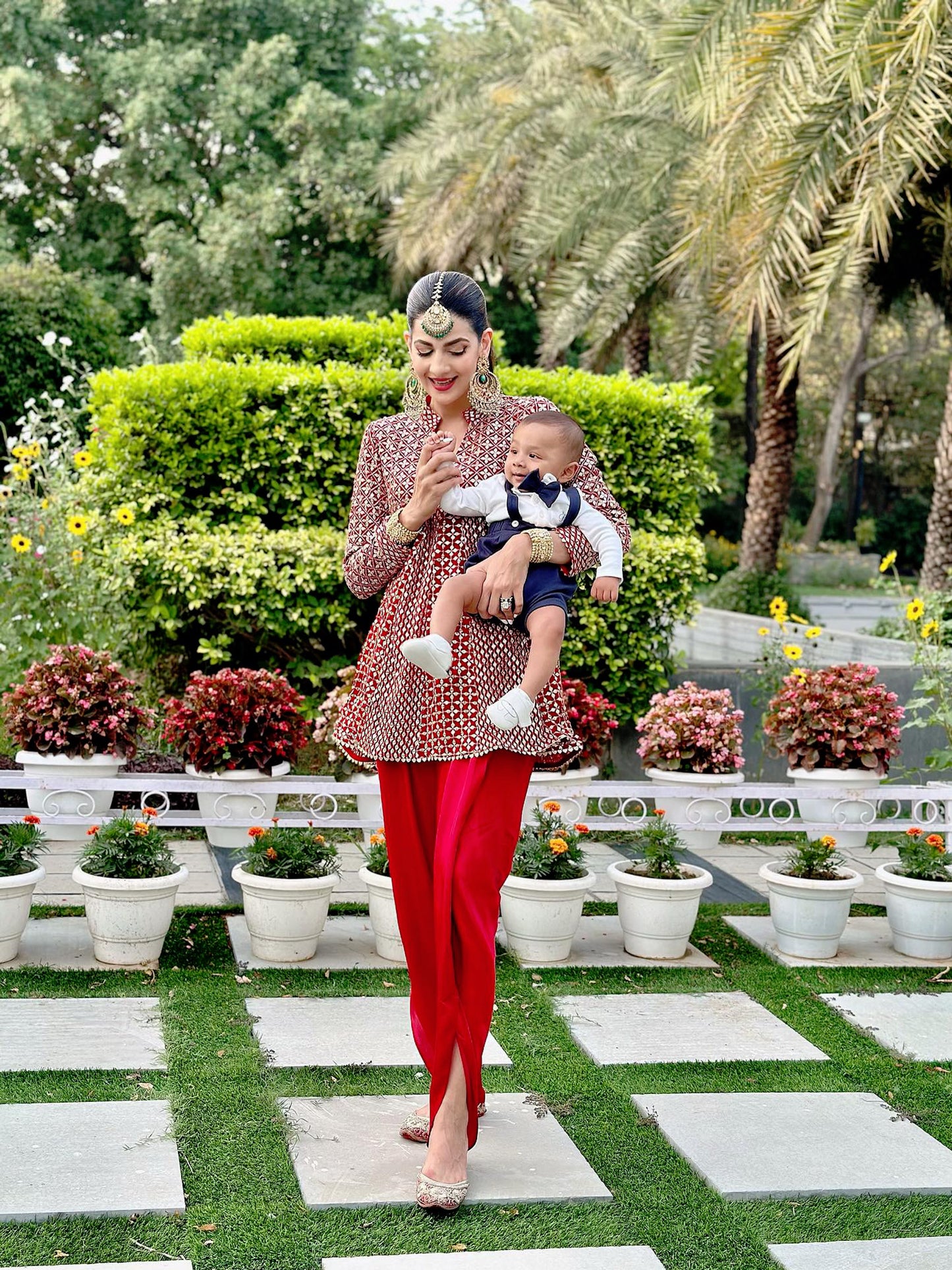 NEHA NAGAR IN RED ZARI & SEQUIN DHOTI SET