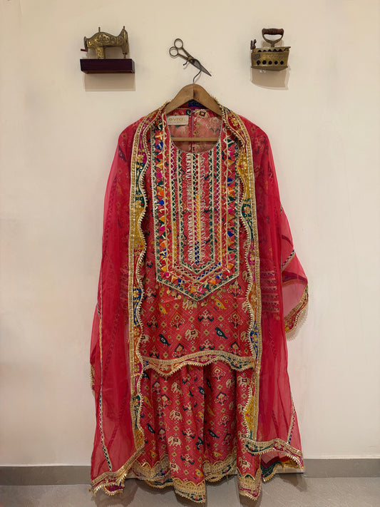 PINK PATOLA SHARARA SET