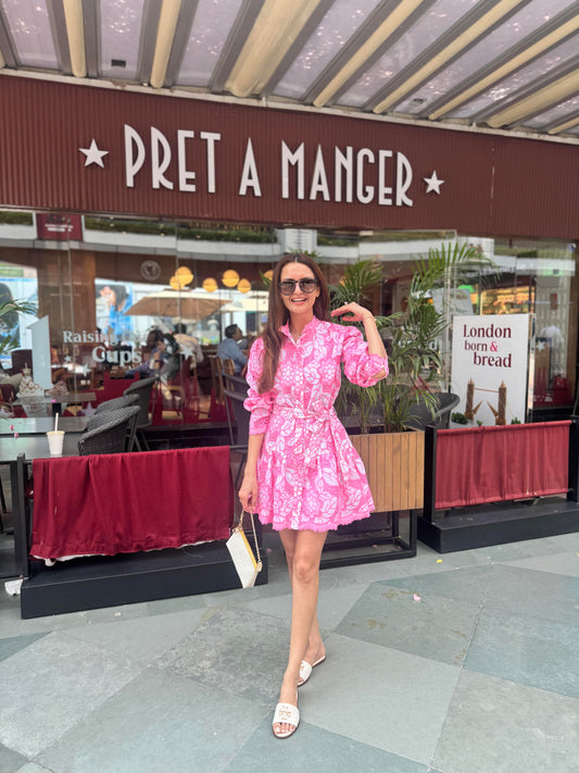 DIPTI DHILLON IN PINK COTTON DRESS