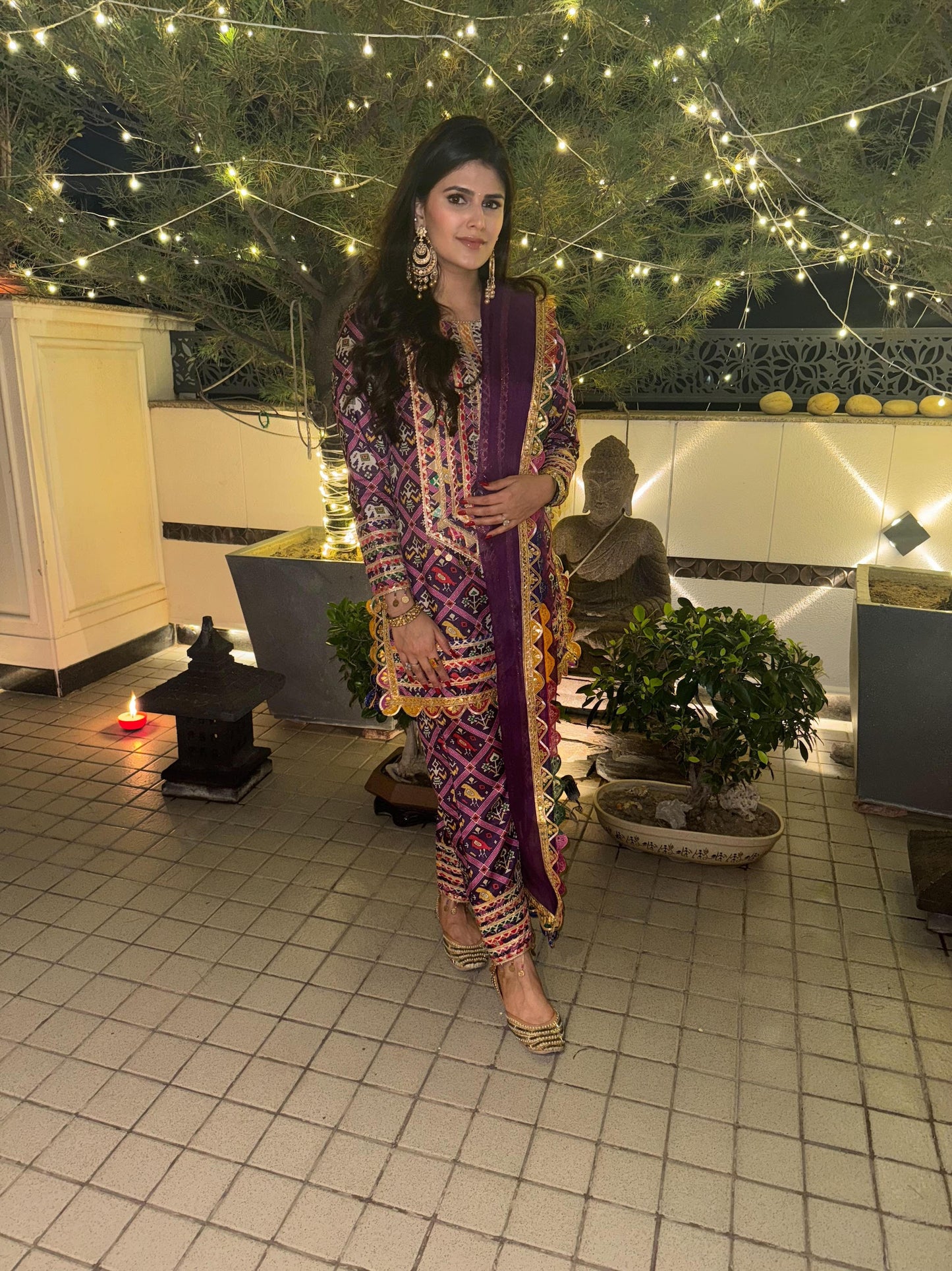 PURPLE PATOLA KURTA SET